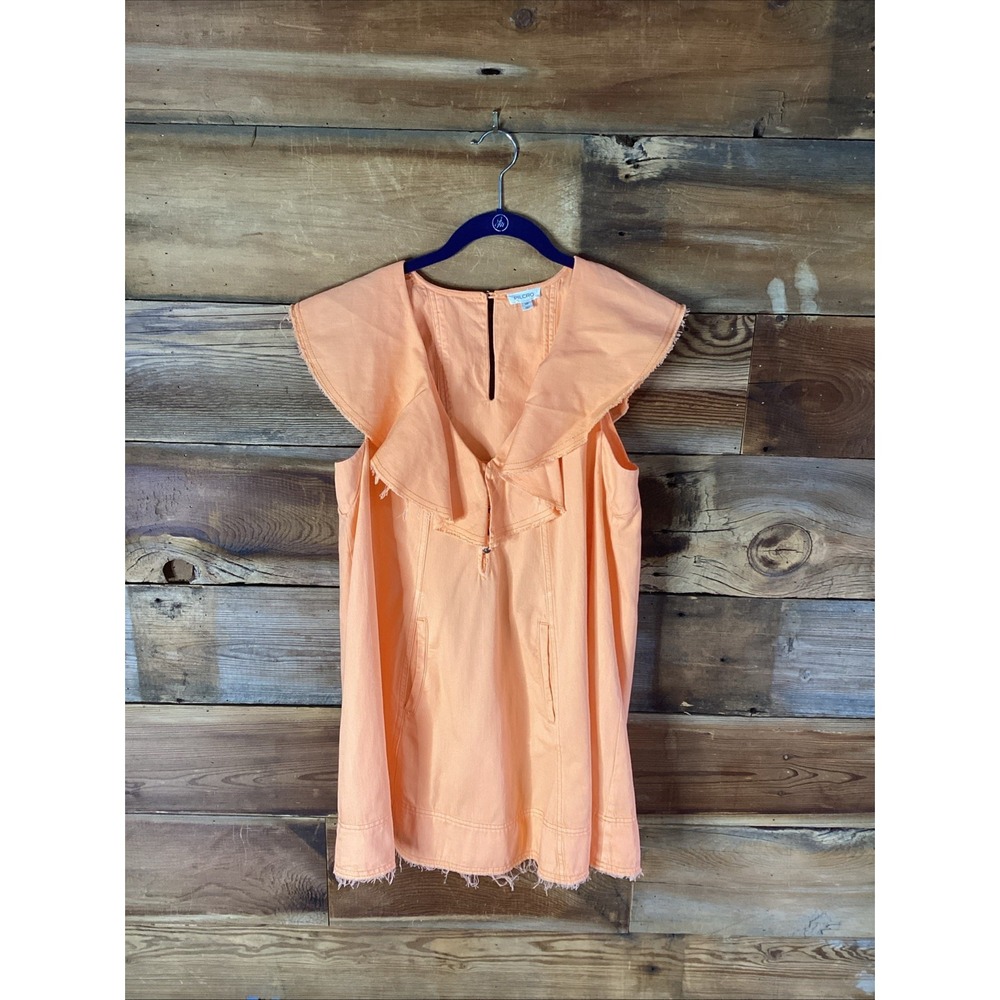 Anthropologie Pilcro Sleeveless Flutter Trapeze  Mini Dress Sherbet Orange PXS